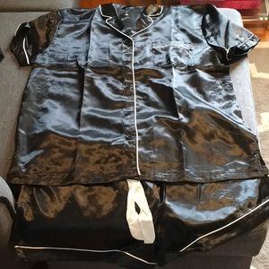 Black satin pajama set